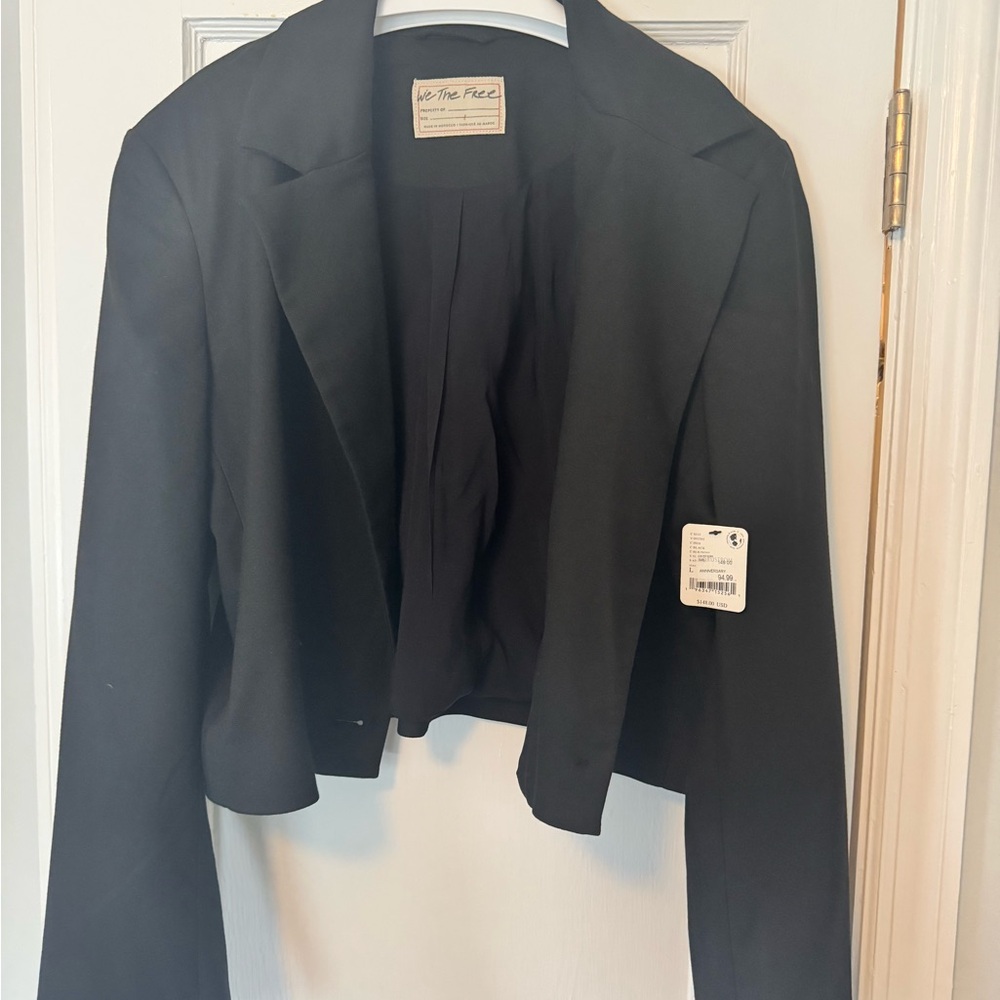 Free People Women's Black Cropped Blazer